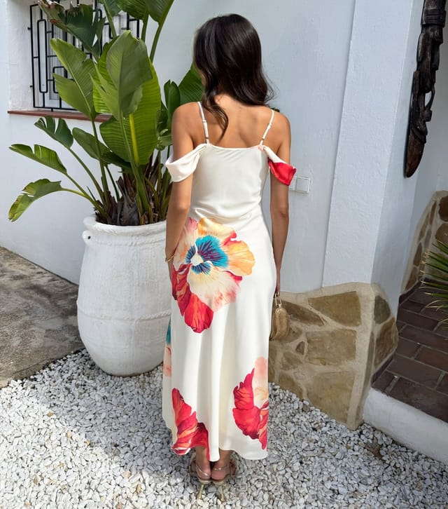 AX Paris Women's Cream Cold Shoulder Cowl Midi Dress AX Paris New Look - 3