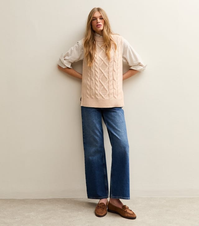 New Look Women's Camel Cable Knit Longline Tabard New Look - 3