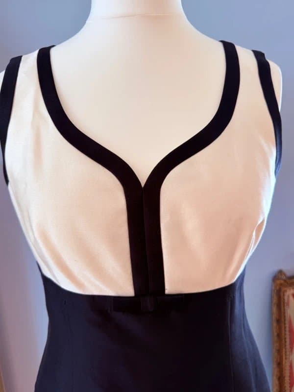 Hobbs New Hobbs £189 Fortuna Navy & Ivory Cream Silk & Wool Special Occasion Dress UK12