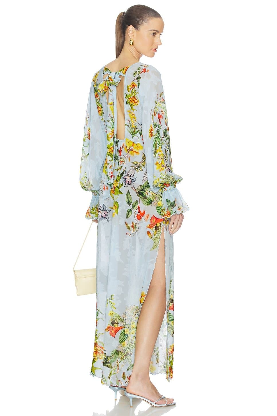 revolve Revolve Blue Floral Print Maxi Kaftan