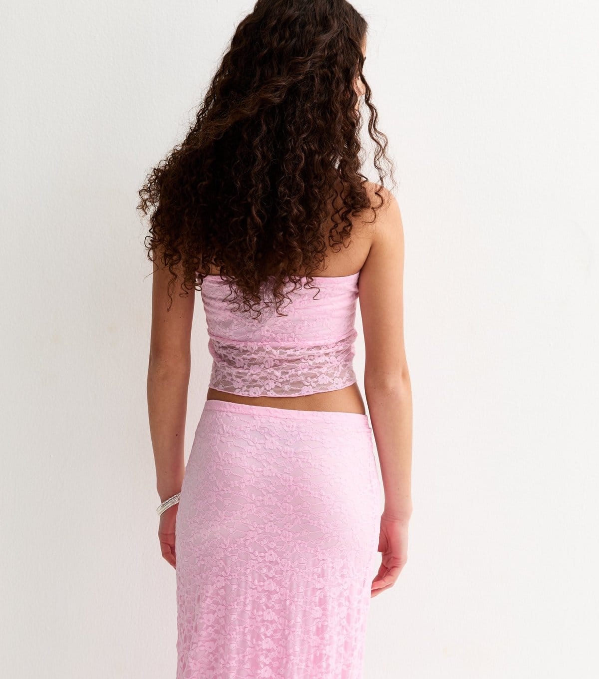 New Look Girls' Light Pink Lace Hanky Hem Bandeau Top New Look - 4