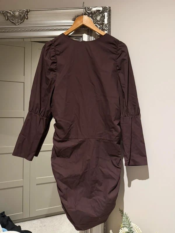 ASOS Brown ruched detail midi dress