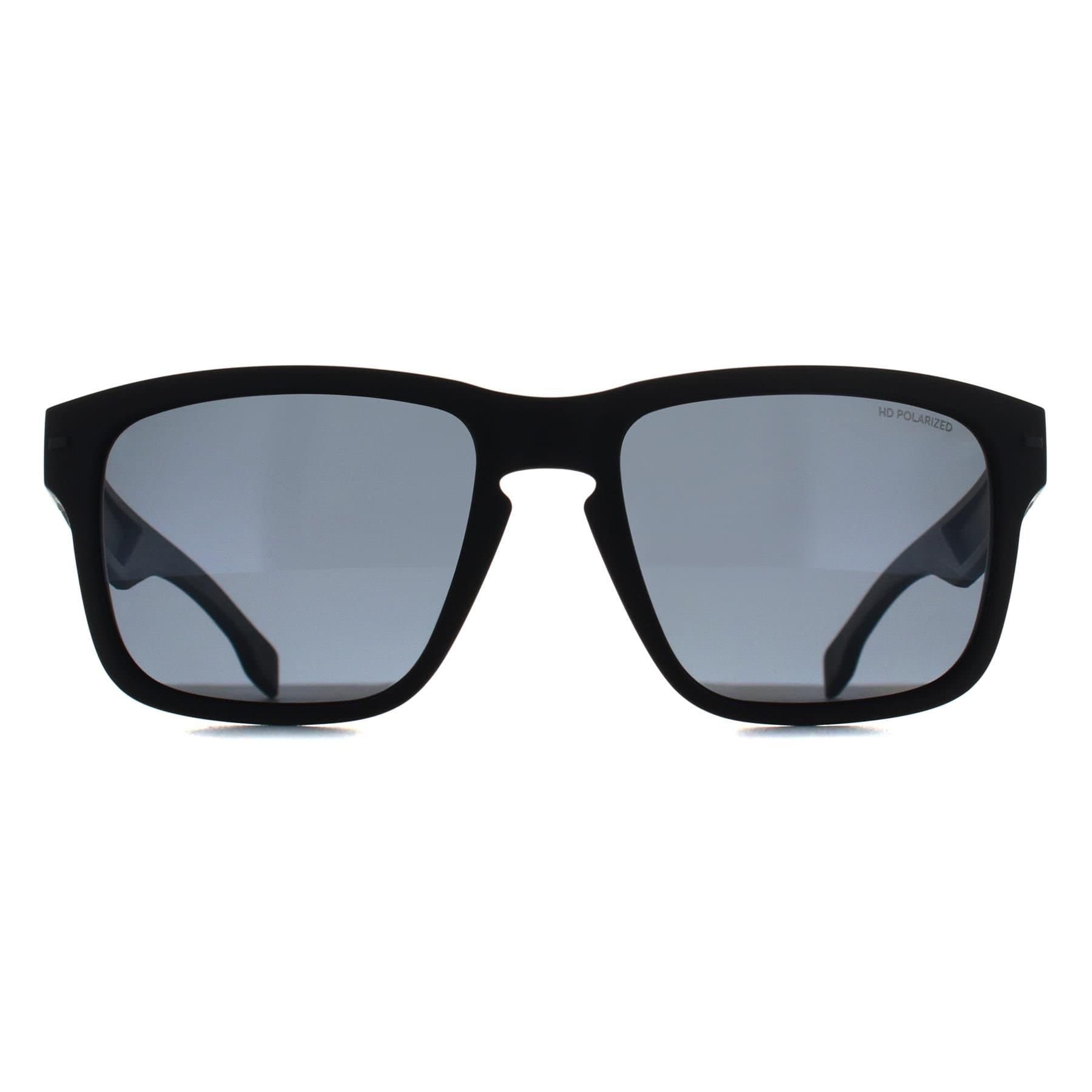 Hugo Boss Hugo Boss Men's Square Matte Black Grey Grey Polarized Oleophobic BOSS 1497/S