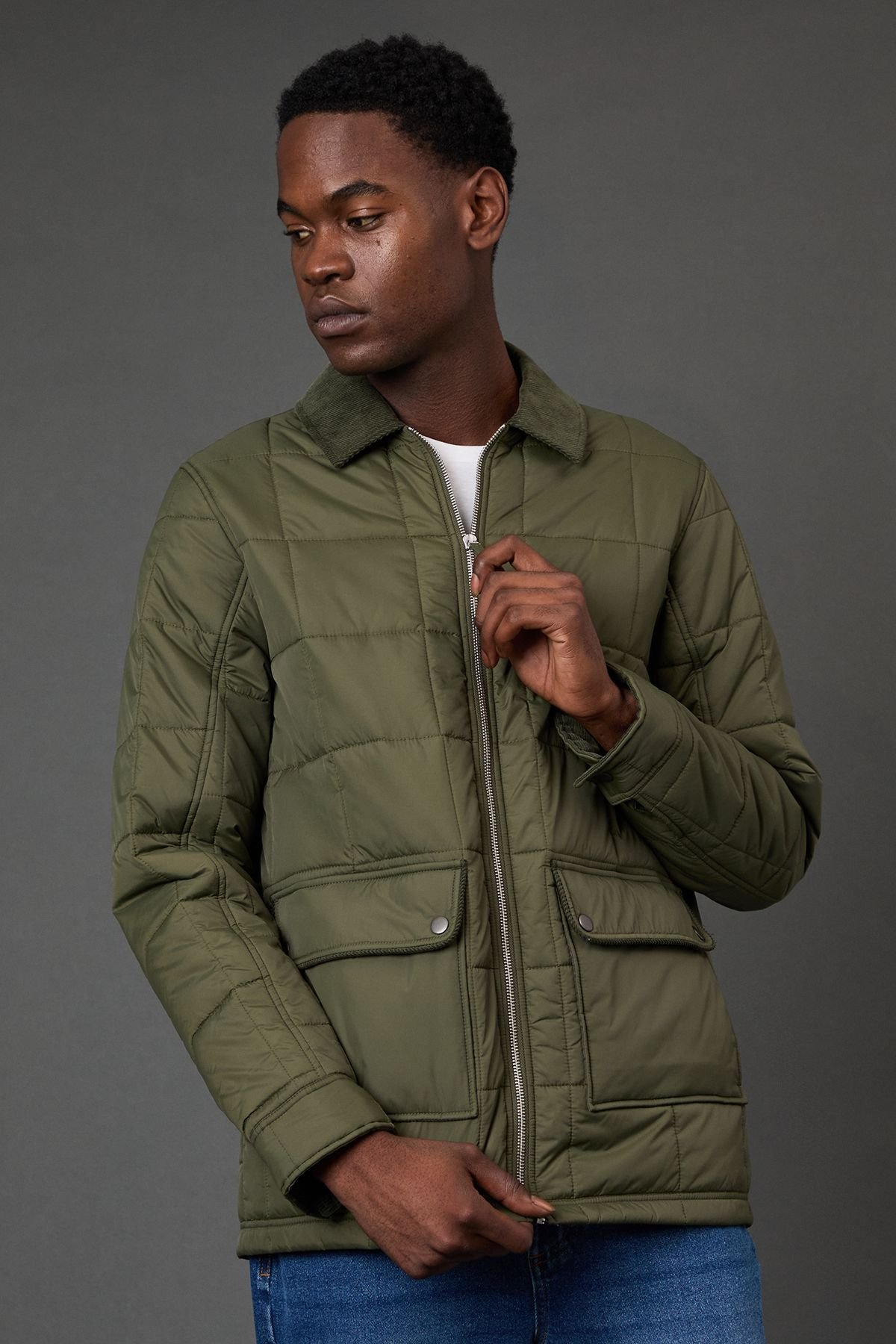 Burton Burton Men's Khaki Quilted Zip Through Jacket - 3