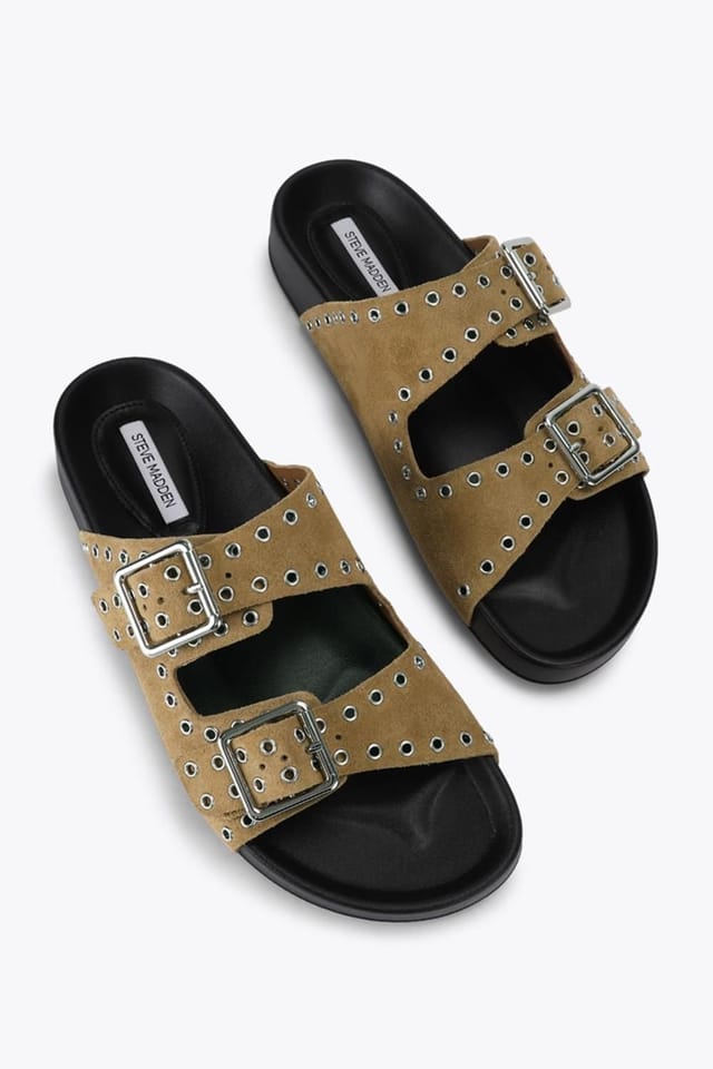 Steve Madden STEVE MADDEN Women's 'Abbot Taupe Suede' Suede Sandals - 2