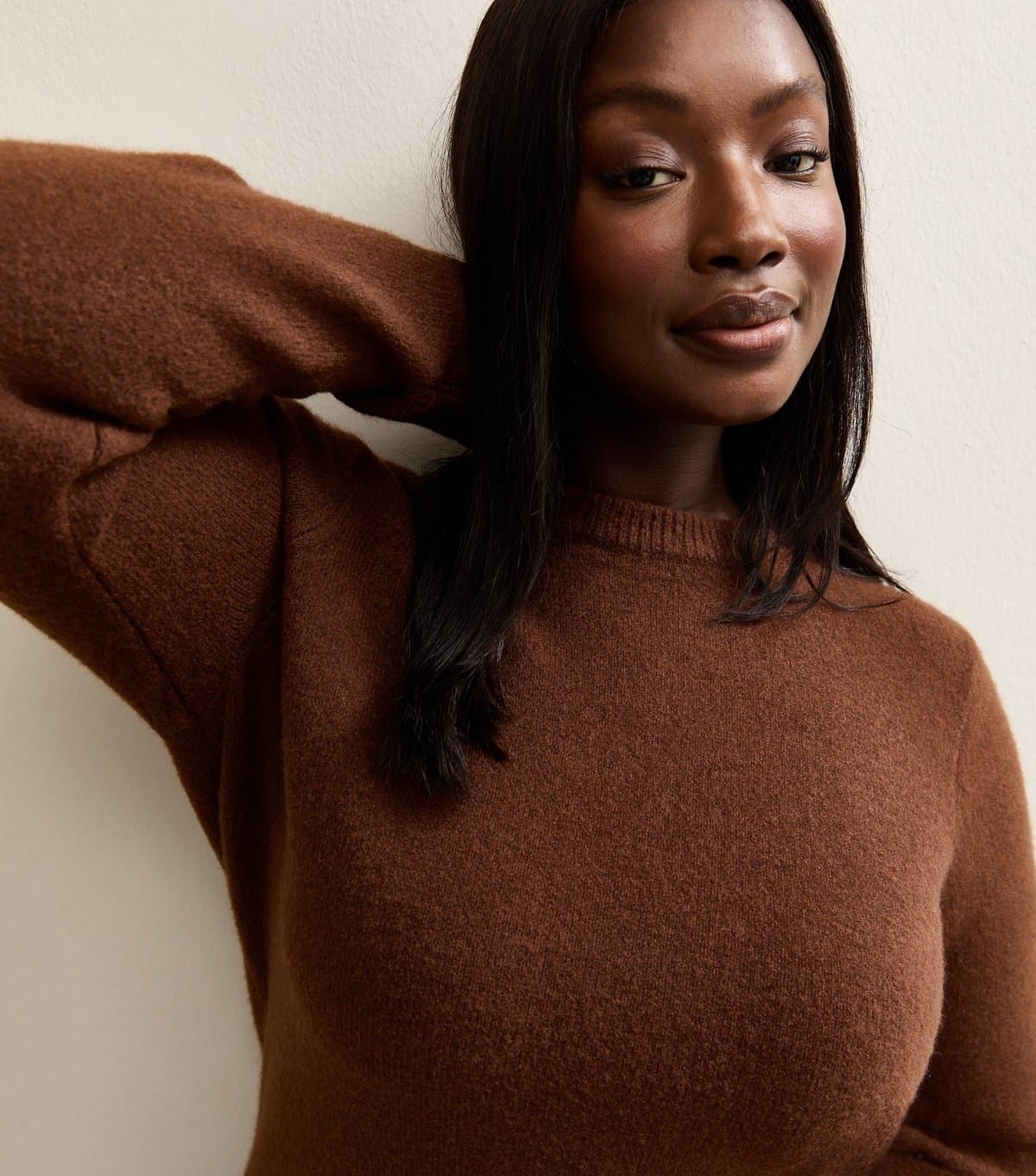 New Look New Look Dark Brown Crew Neck Jumper for Plus Size