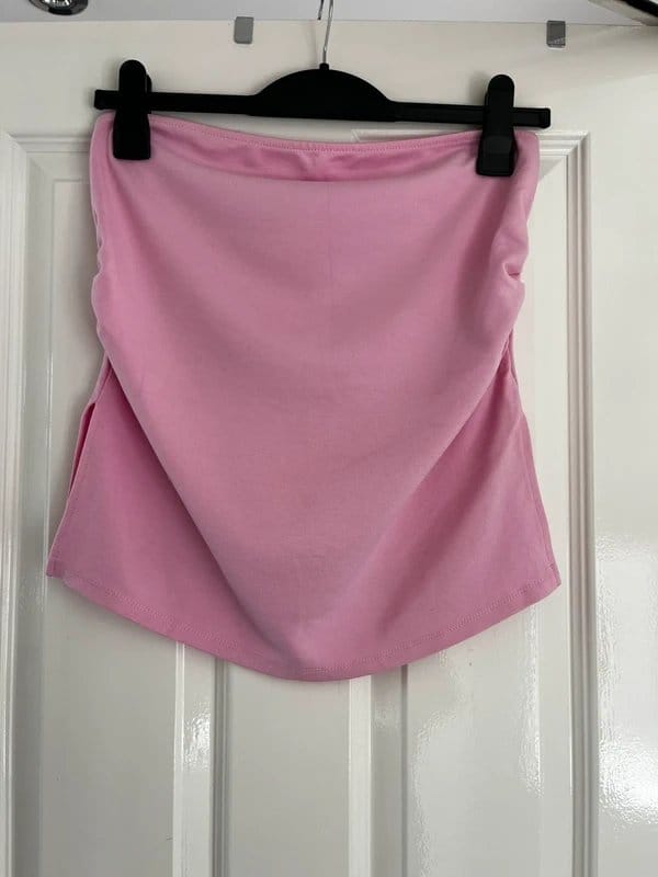 Bershka Pink Ruched Bandeau Top - Size L (12)