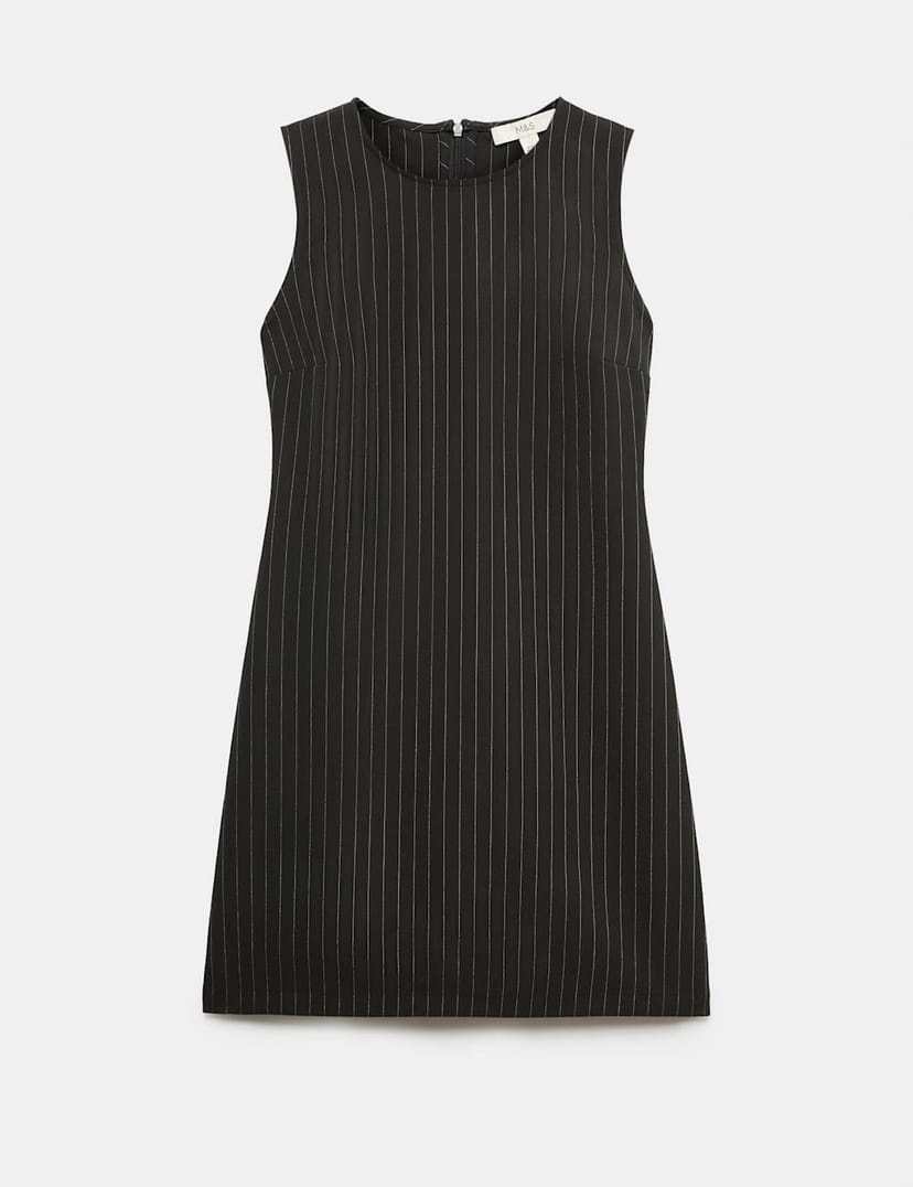 Marks & Spencer M&S Pinstripe Mini Shift Dress Black Mix - 1
