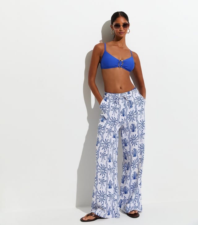 New Look Women's Dark Blue Gold Tone Wiggle Buckle Crop Bikini Top New Look - 3
