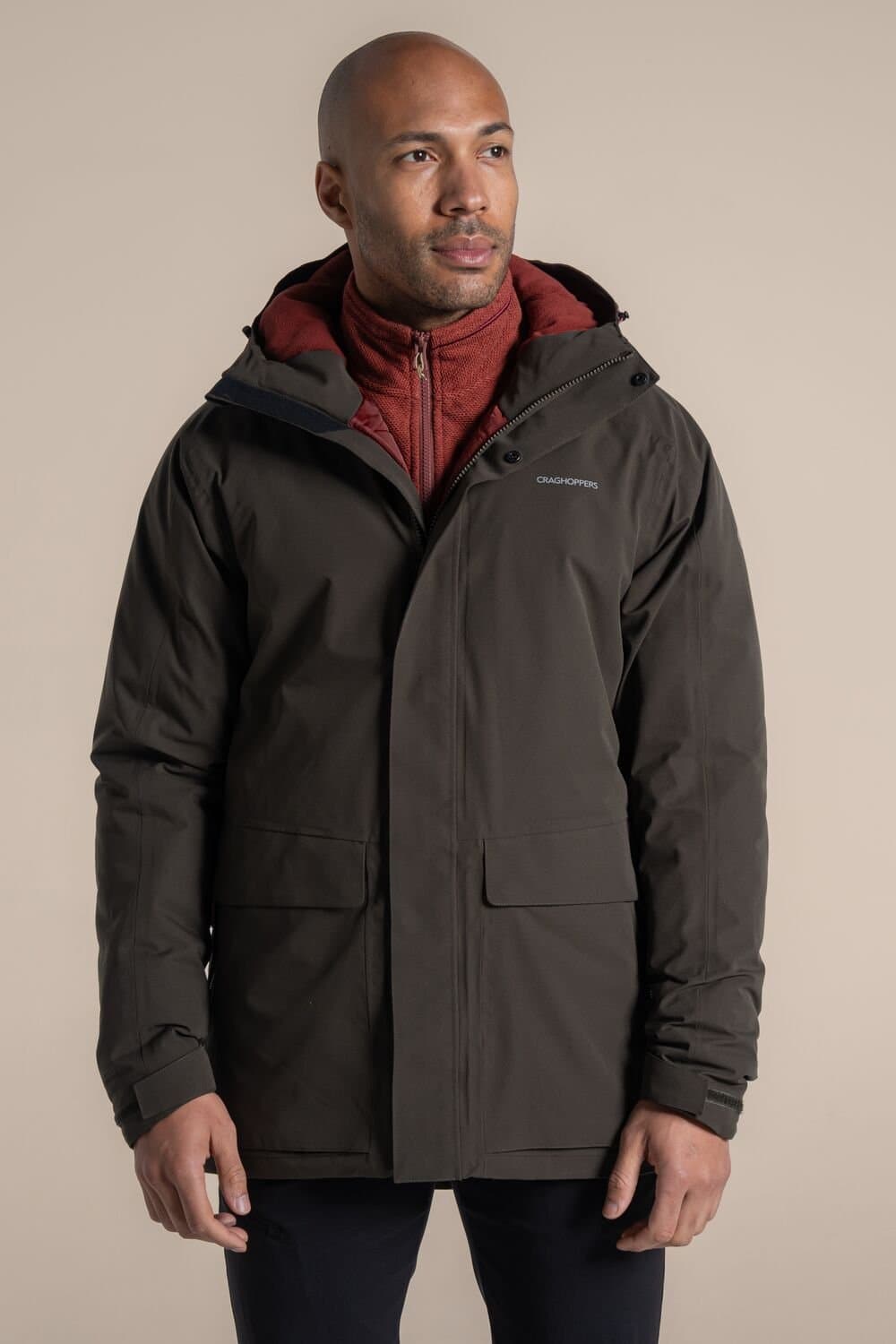 Craghoppers Craghoppers Men's Lorton Thermic Hooded Waterproof Breathable Padded Jacket in Dark Green