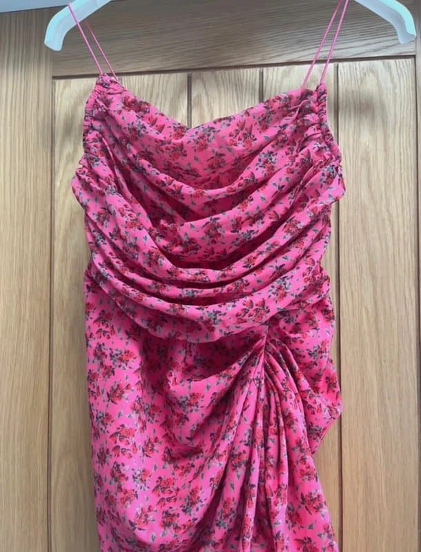 ASOS Pink red evening dress ruched