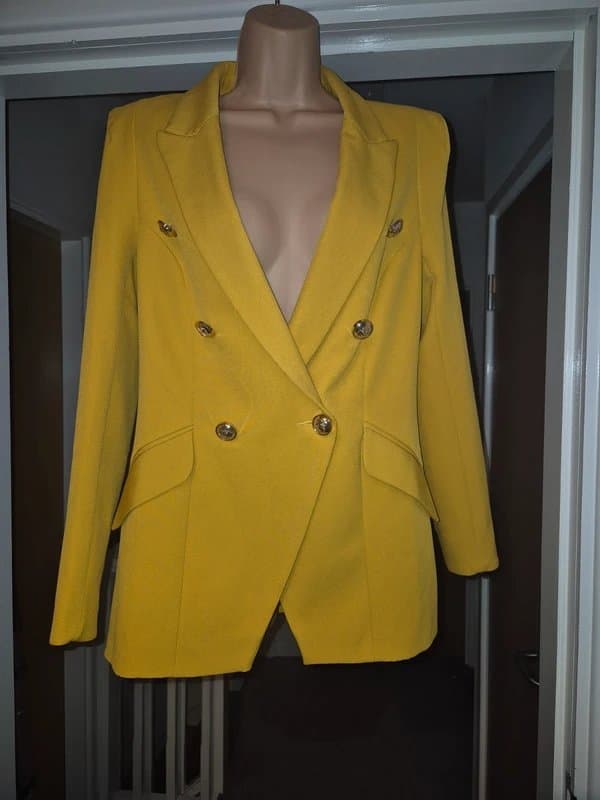 River Island River island yellow 💛 blazer jacket with gold buttons size 10