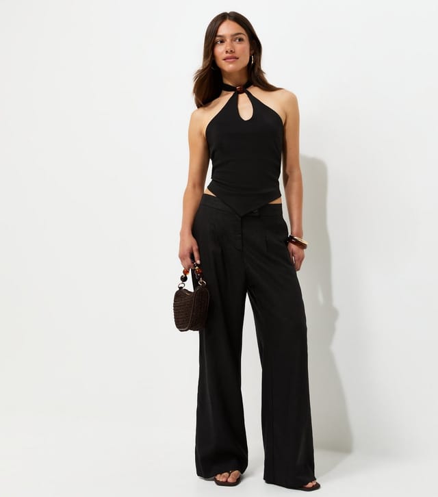 New Look Women's Petite Black Linen Rich Tailored Trousers New Look - 2