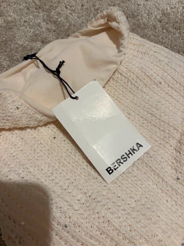 Bershka Knitted sparkly strapless midi dress