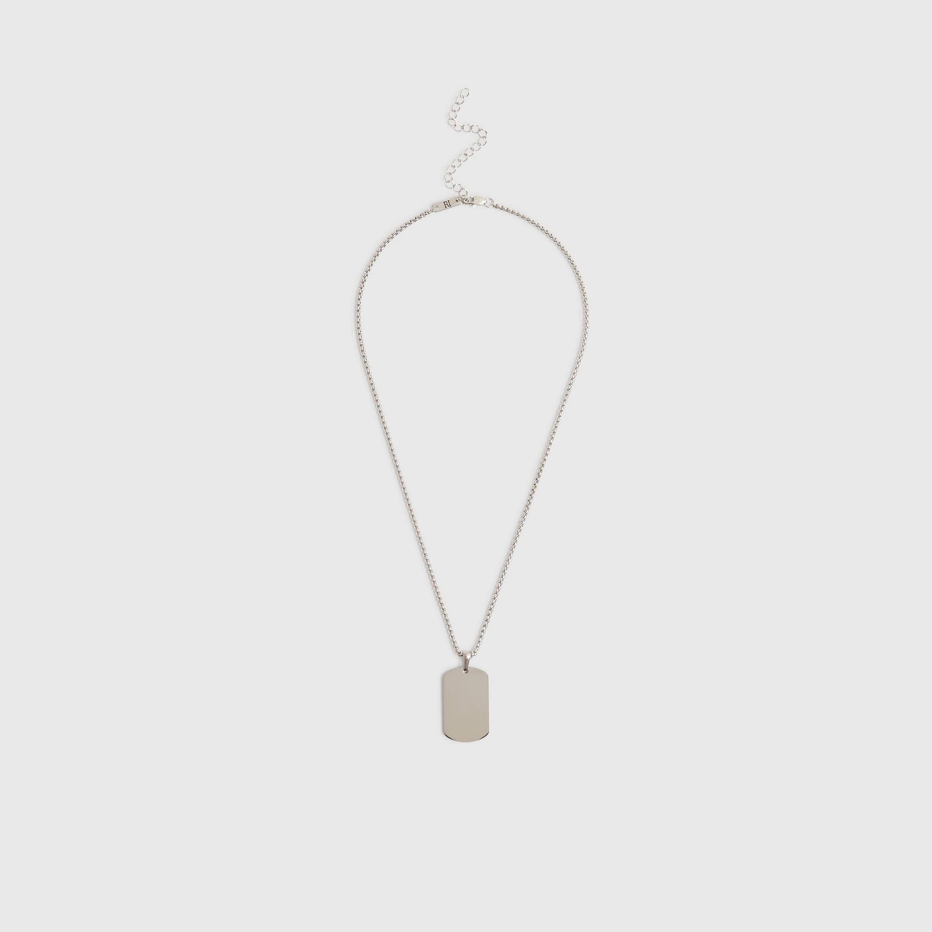 River Island Mens River Island Silver Dog Tag Engraving Necklace