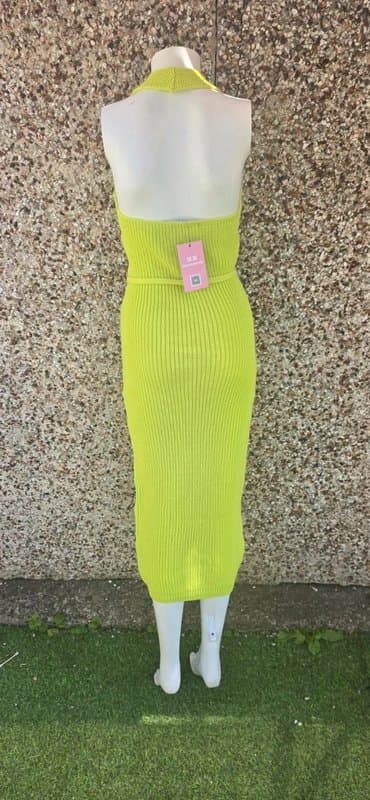 Missy Empire BNWT Missy Empire Melody Lime Green Knit Halter Midi Dress UK6 RRP £24