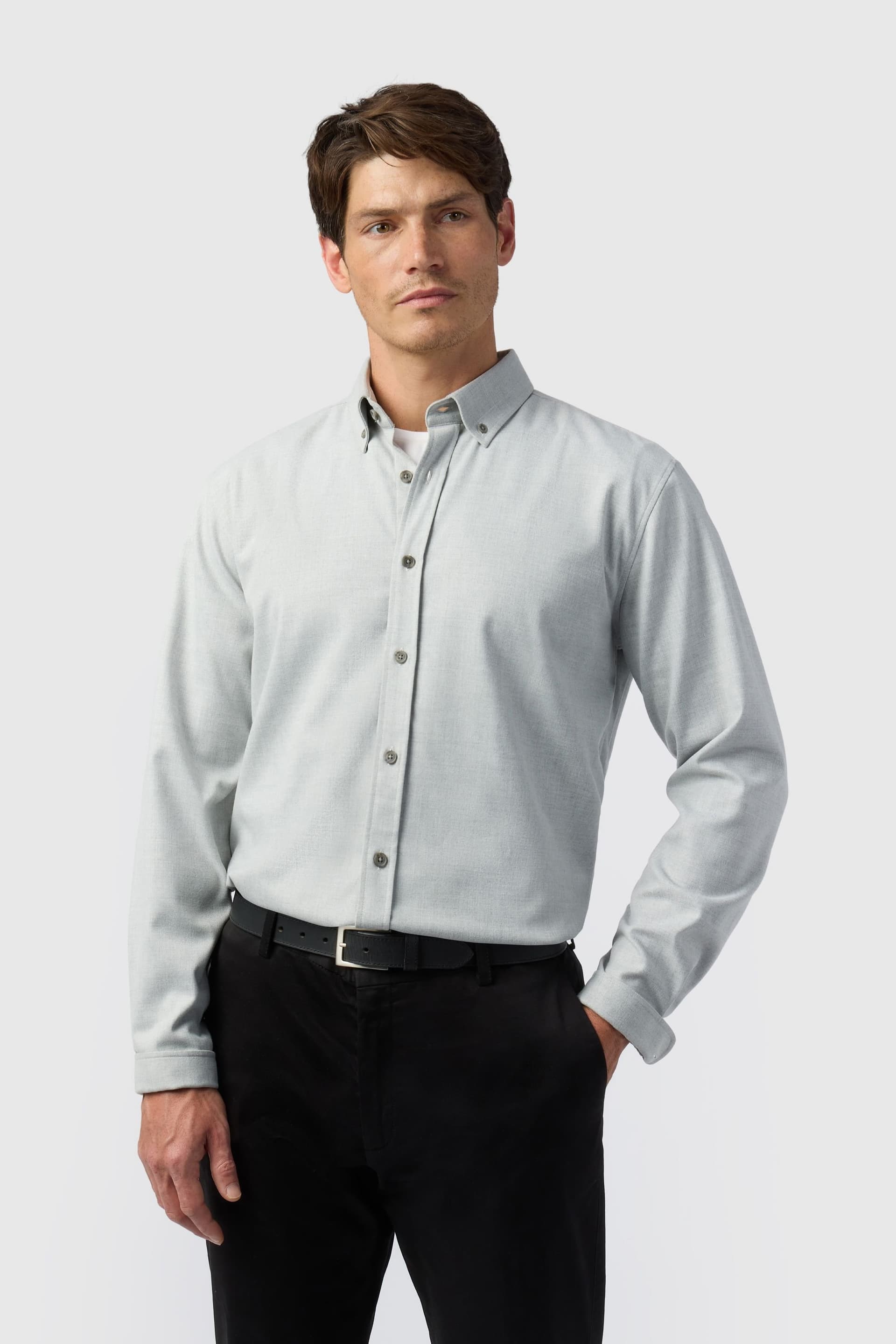Melka Melka Men's Button Down Collar Overshirt in Grey