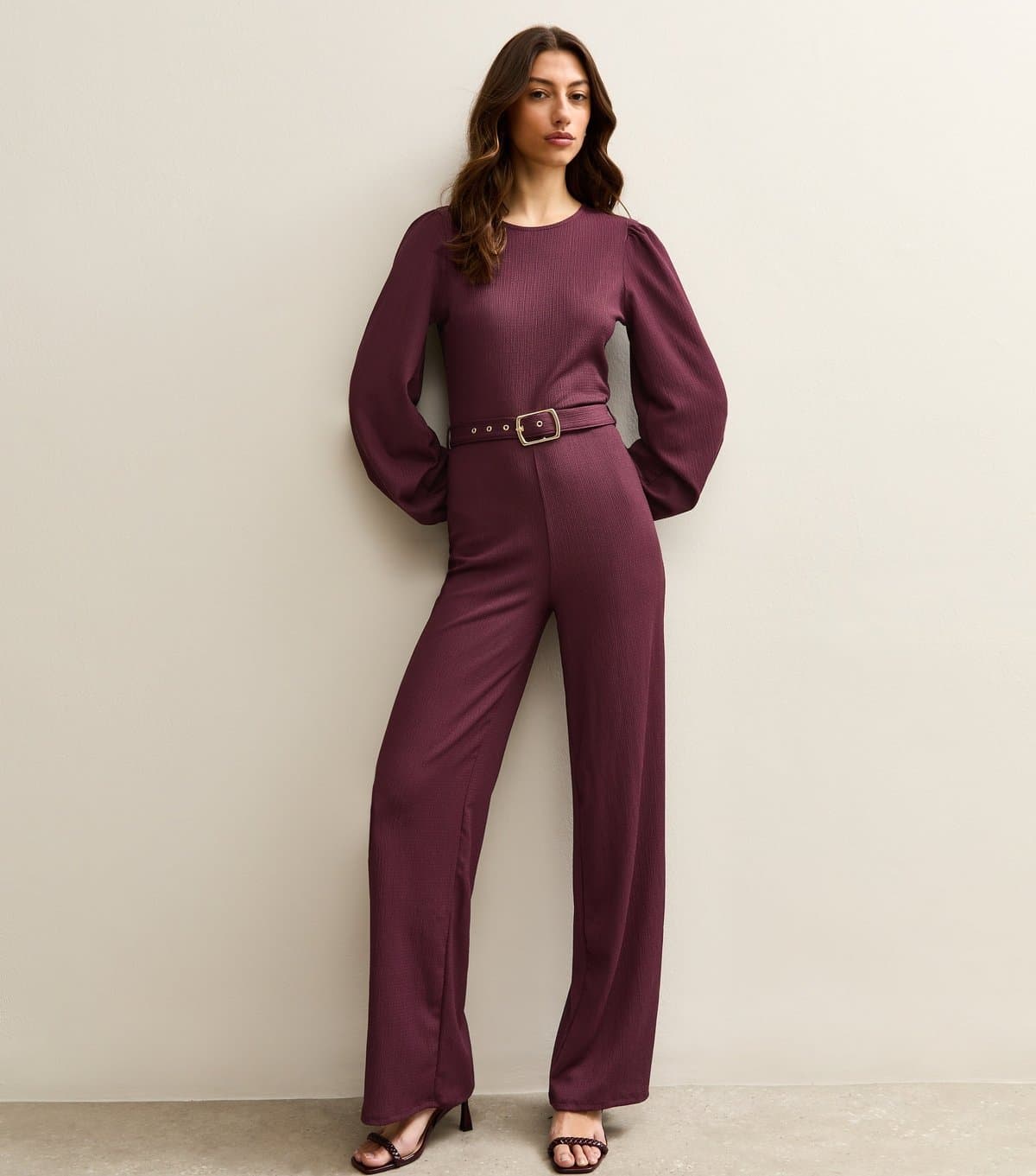 New Look Women's Tall Burgundy Belted Jumpsuit New Look