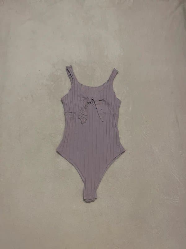 Shein SHEIN lilac bow ribbed bodysuit size S