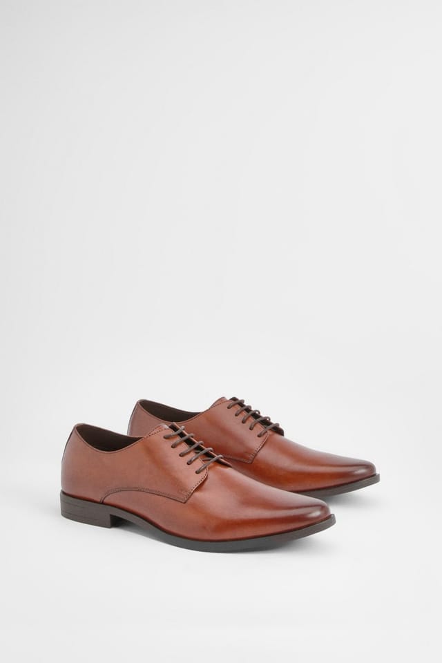 Burton Burton Men's Tan Leather Smart Derby Shoes - 3