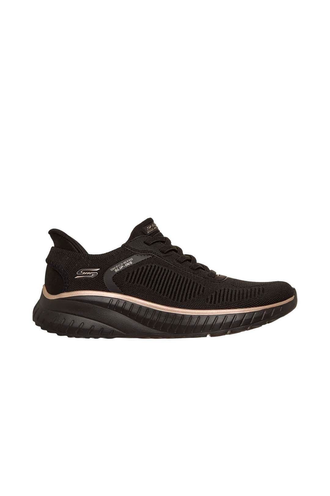 Skechers Skechers Women's BOBS Squad Chaos Knit Bungee Slip-Ins Trainers Black/Rose in Black