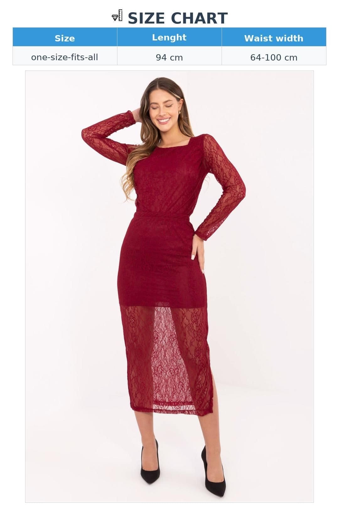 Love Lace Love Lace Women's Elegant Midi Lace Skirt with Elastic Waist in Red - 4