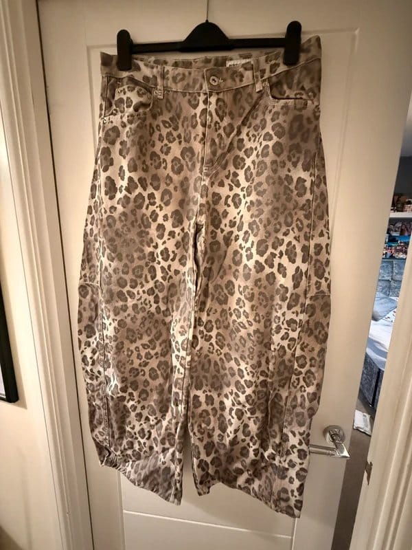 Bershka Beige & Brown Leopard Print Jeans