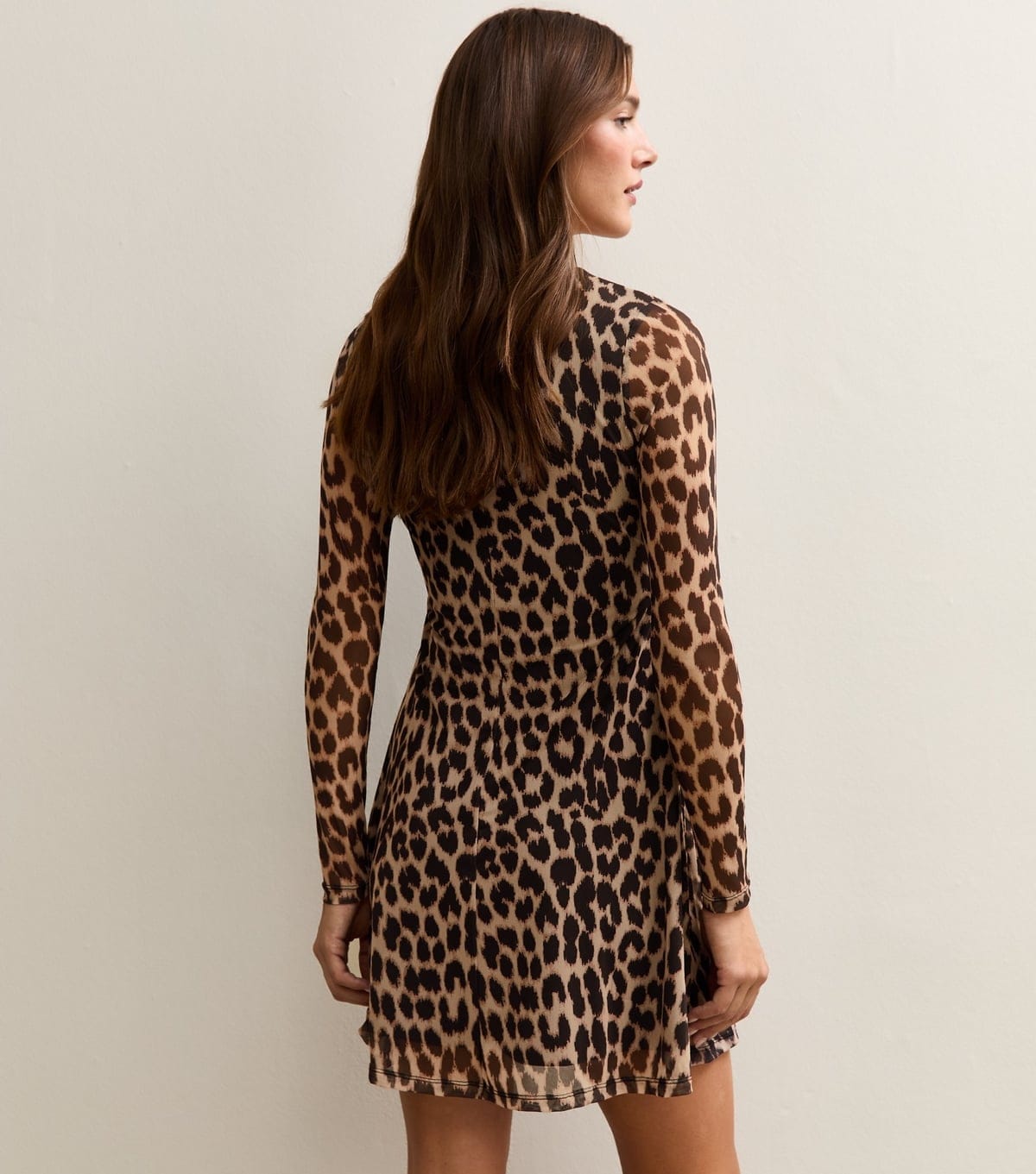 New Look Women's Brown Mesh Animal Print Mini Dress New Look - 4