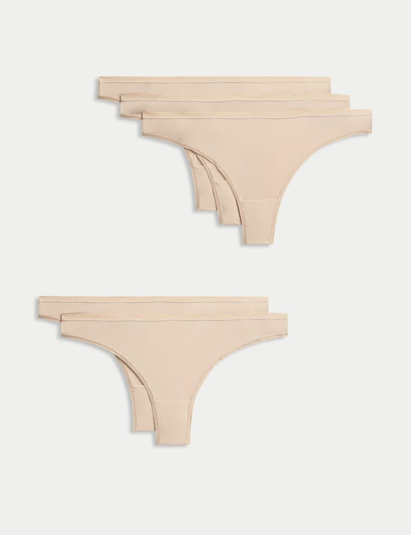 Marks & Spencer M&S 5pk Microfibre Low Rise Thongs Rose Quartz - 1