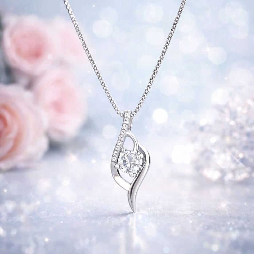 Lovii Lovii Women's Moissanite Sparkle Pendant Necklace in Silver - 1