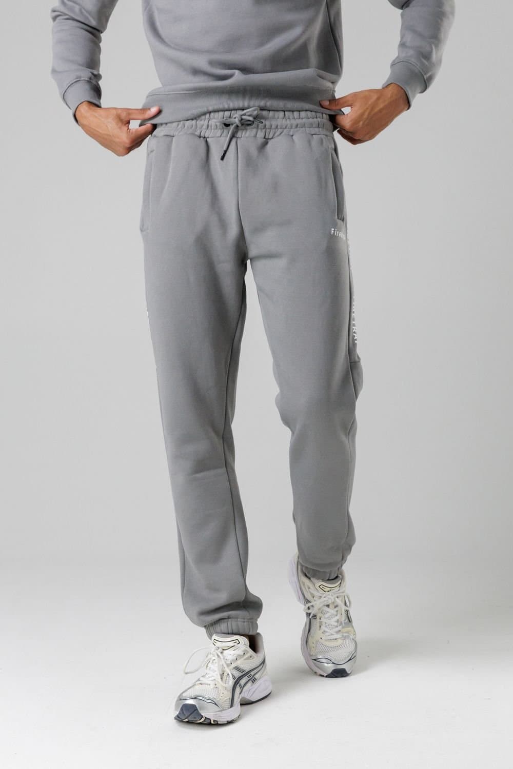 Firetrap Firetrap Men's Cotton Rich Brushed Fleece Joggers with Logo Strip Detail in Dark Grey