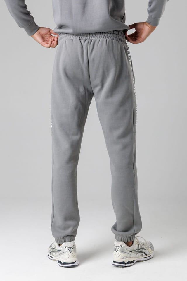 Firetrap Firetrap Men's Cotton Rich Brushed Fleece Joggers with Logo Strip Detail in Dark Grey - 2