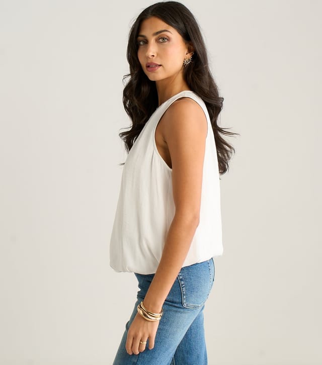 Gini London Women's White Puffball Hem High Neck Top Gini London New Look - 3