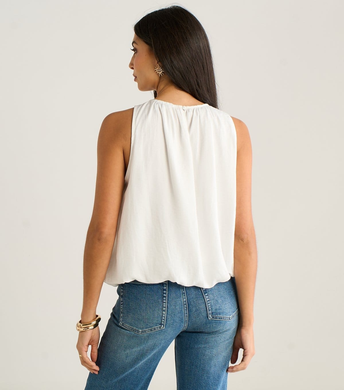 Gini London Women's White Puffball Hem High Neck Top Gini London New Look - 4