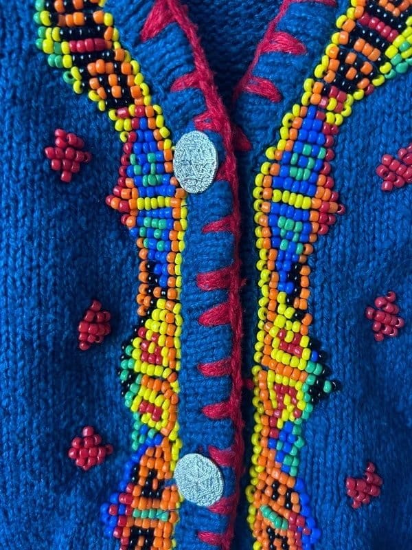 Vintage IVY Wear Blue Beaded Knit Vest