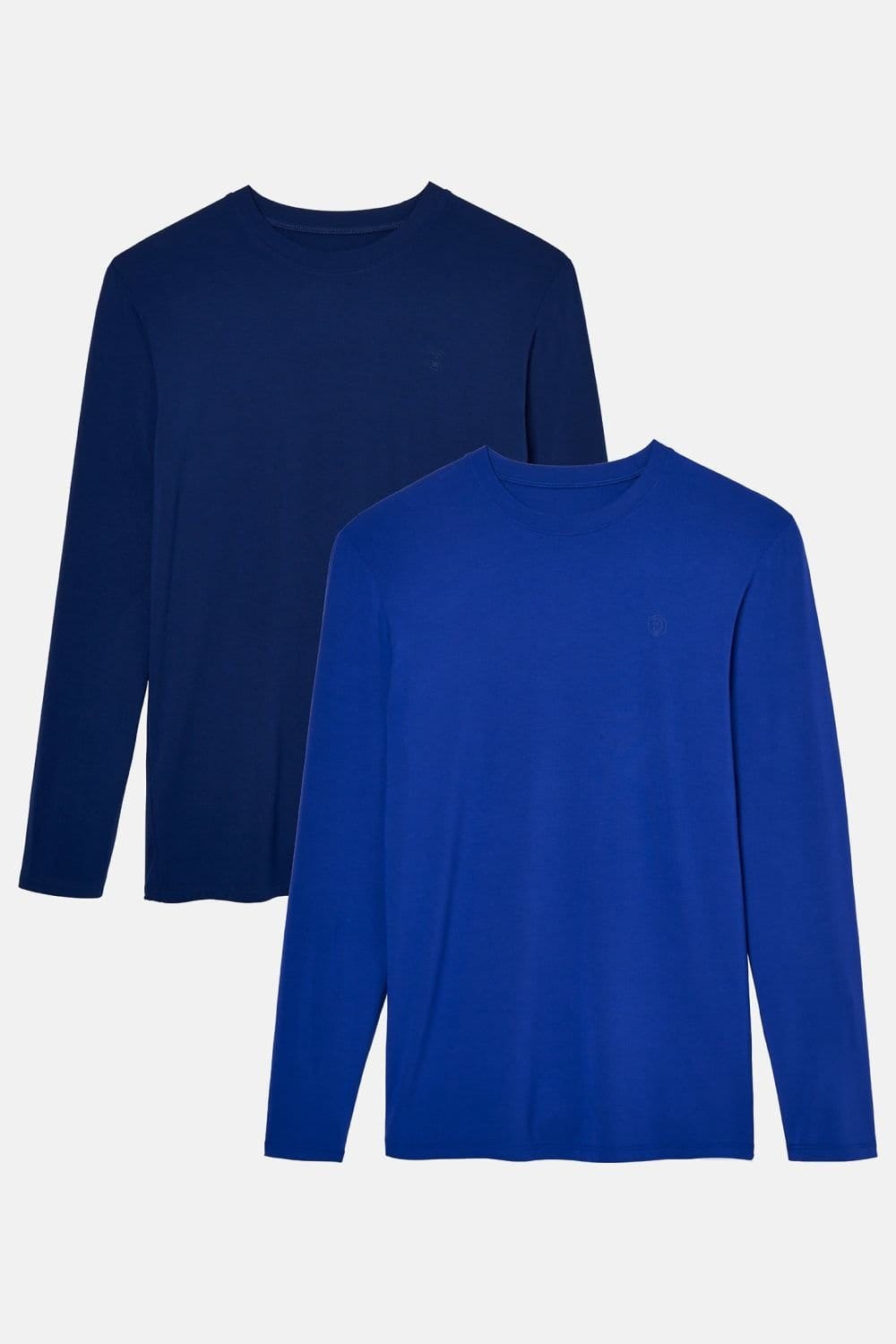 British Boxers Navy Bamboo Long Sleeve T-Shirts Two Pack