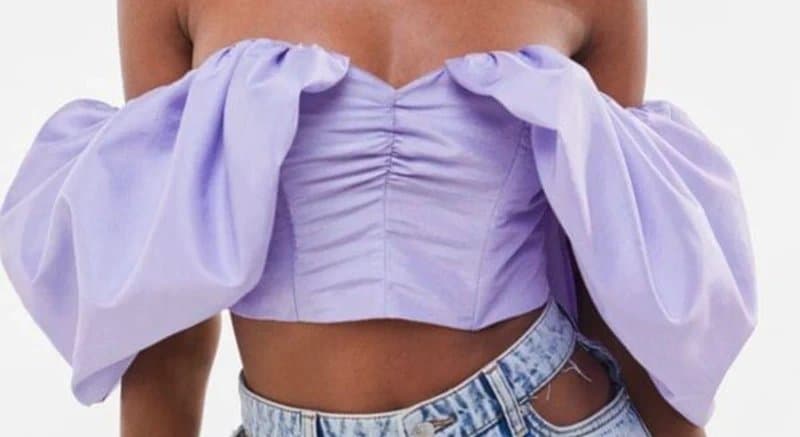 Bershka Puff sleeve cropped top