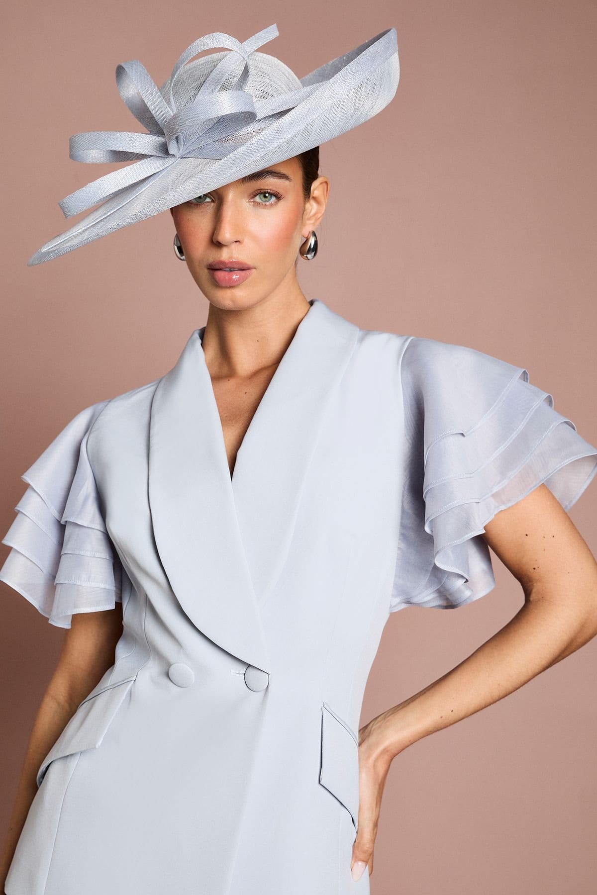 Coast Coast Women's Lisa Tan Frill Sleeve Statement Blazer in Blue - 4