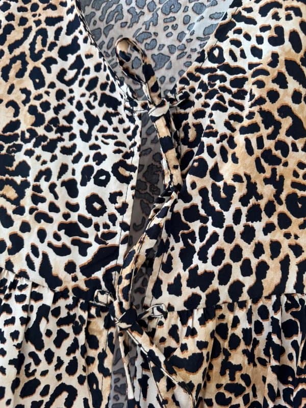 Bershka Leopard print tie up blouse top