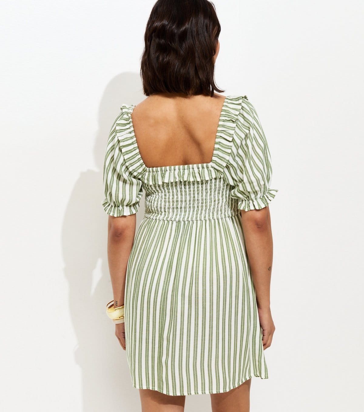 New Look Women's Maternity Green Striped Frilly Trim Dress New Look - 4