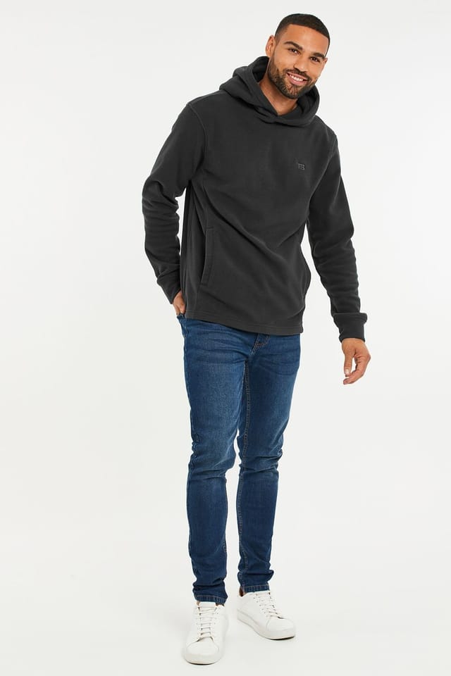 Threadbare Threadbare Men's 'Ryan' Microfleece Overhead Hoodie in Dark Grey - 3