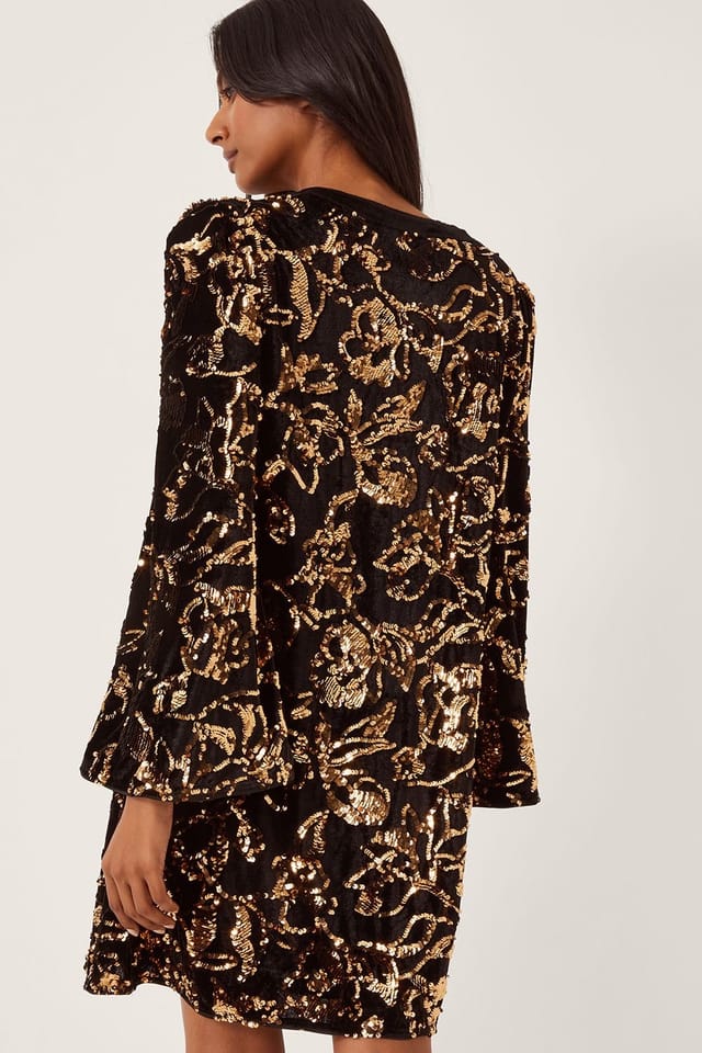 Monsoon Monsoon Women's Shola Bow Sequin Mini Tunic Dress Black - 2