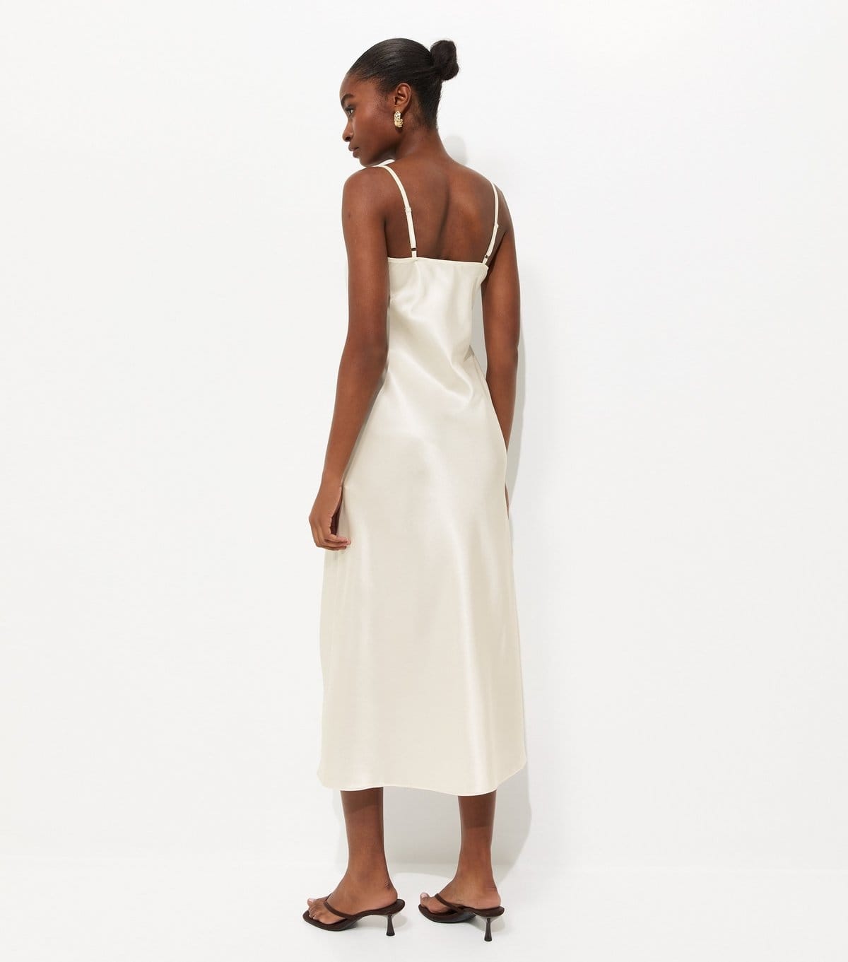 New Look Women's Cream Contrast Lace Trim Slit Hem Midi Dress New Look - 4