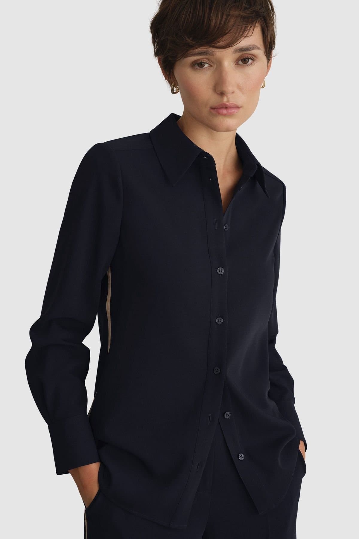 Hobbs London Hobbs London Dark Navy Stripe Detail Shirt