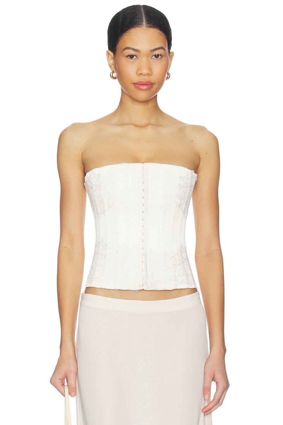 Revolve Ivory Lace Embellished Satin Corset