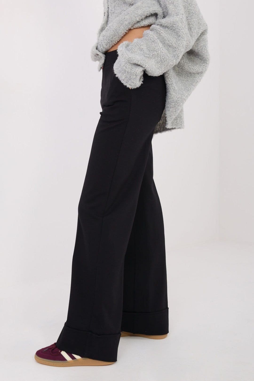 Love Lace Love Lace Women's High Waist Wide Leg Trousers in Black - 4