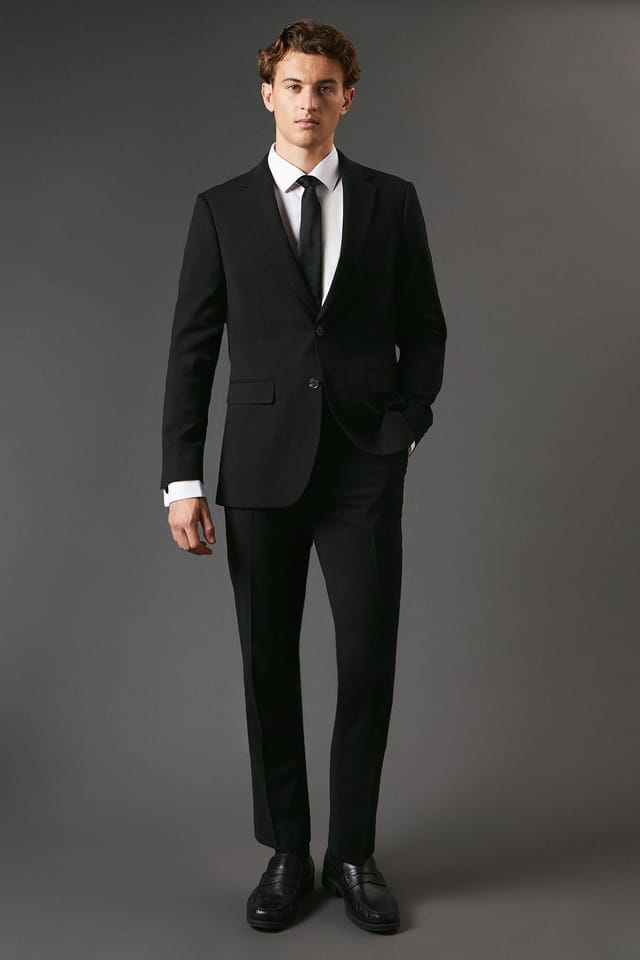 Burton Burton Men's Black Slim Fit Essential Suit Jacket - 3