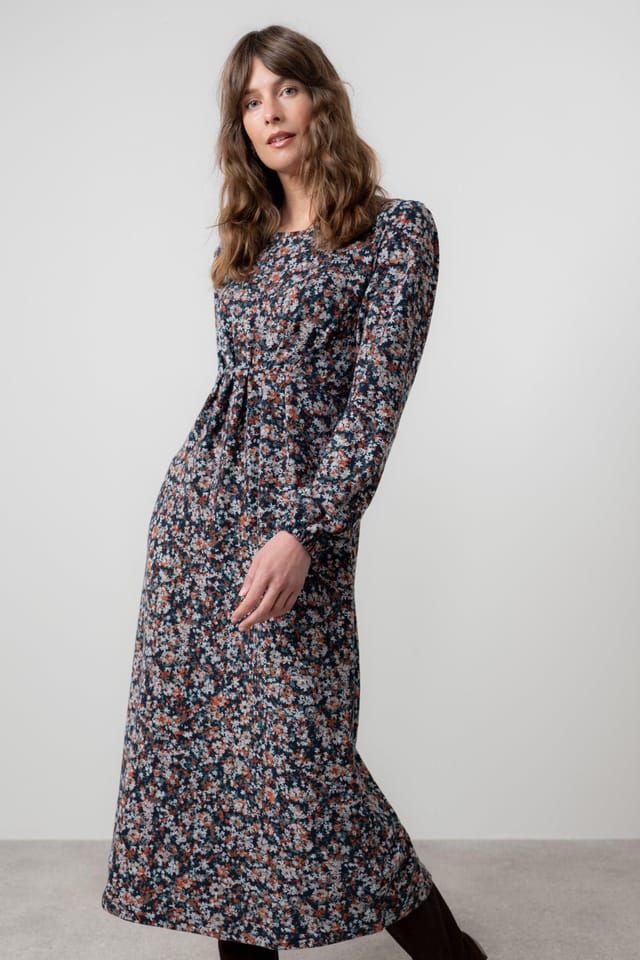 Lily & Me Lily & Me Women's Celia Ditsy Print Easy pull over Midi Dress with Full length sleeves in Red - 2