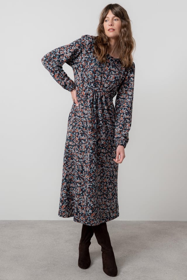 Lily & Me Lily & Me Women's Celia Ditsy Print Easy pull over Midi Dress with Full length sleeves in Red - 3