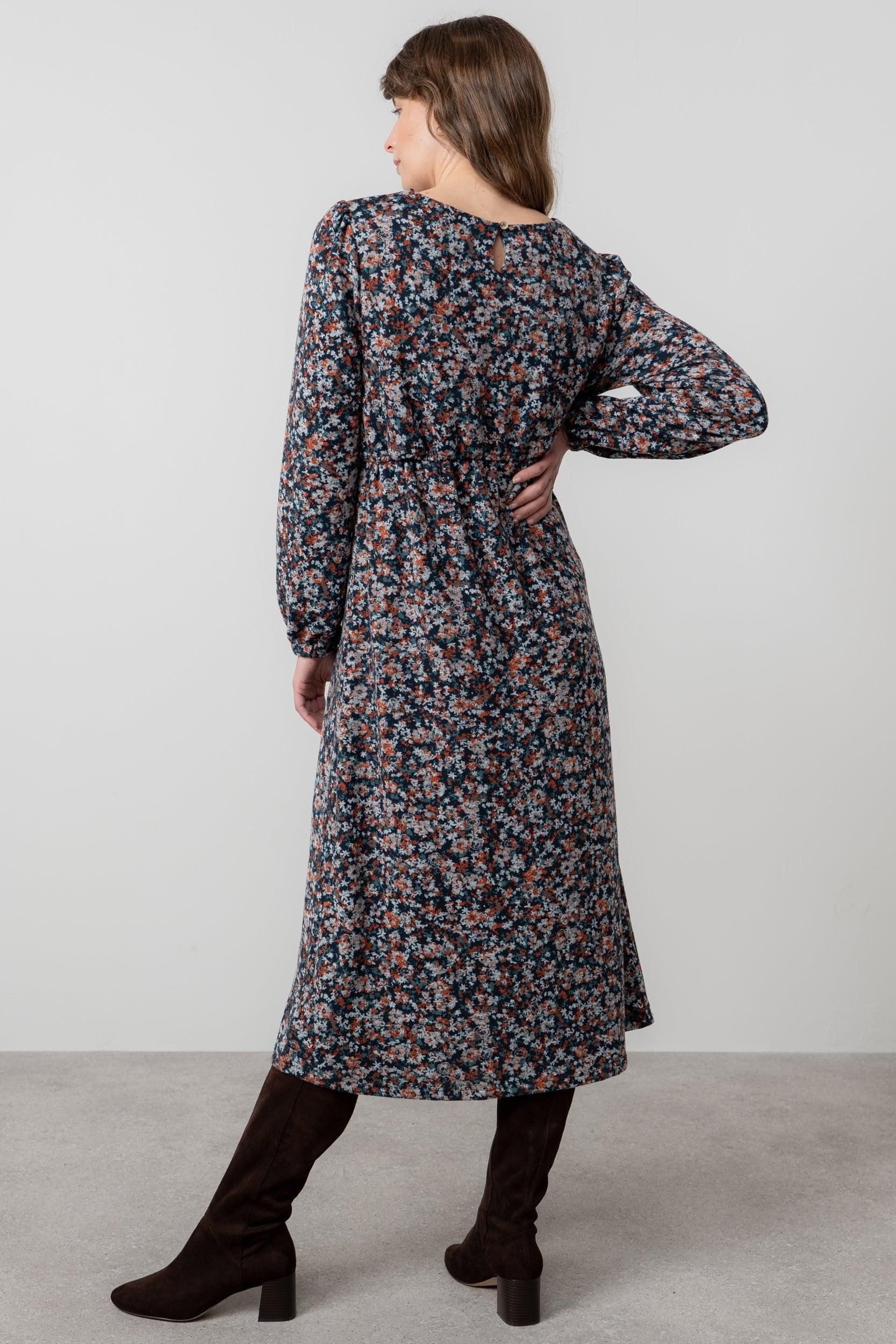 Lily & Me Lily & Me Women's Celia Ditsy Print Easy pull over Midi Dress with Full length sleeves in Red - 4